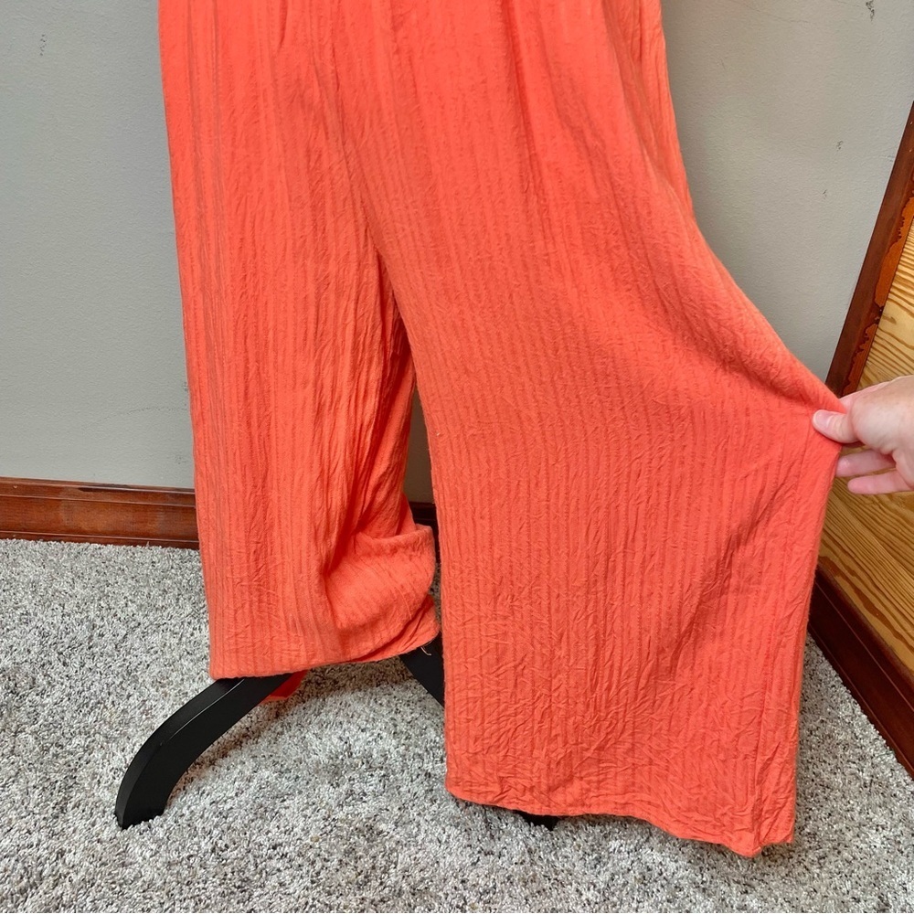 Lulu's Coral V-Neck Wide-Leg Smocked Jumpsuit - Picture 5 of 11